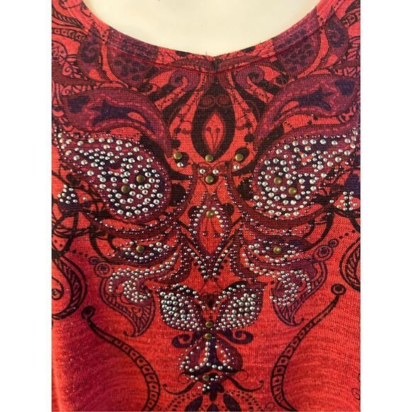 Cato woman 14-16w bling shirt red silver rn#37080 - Picture 2 of 9